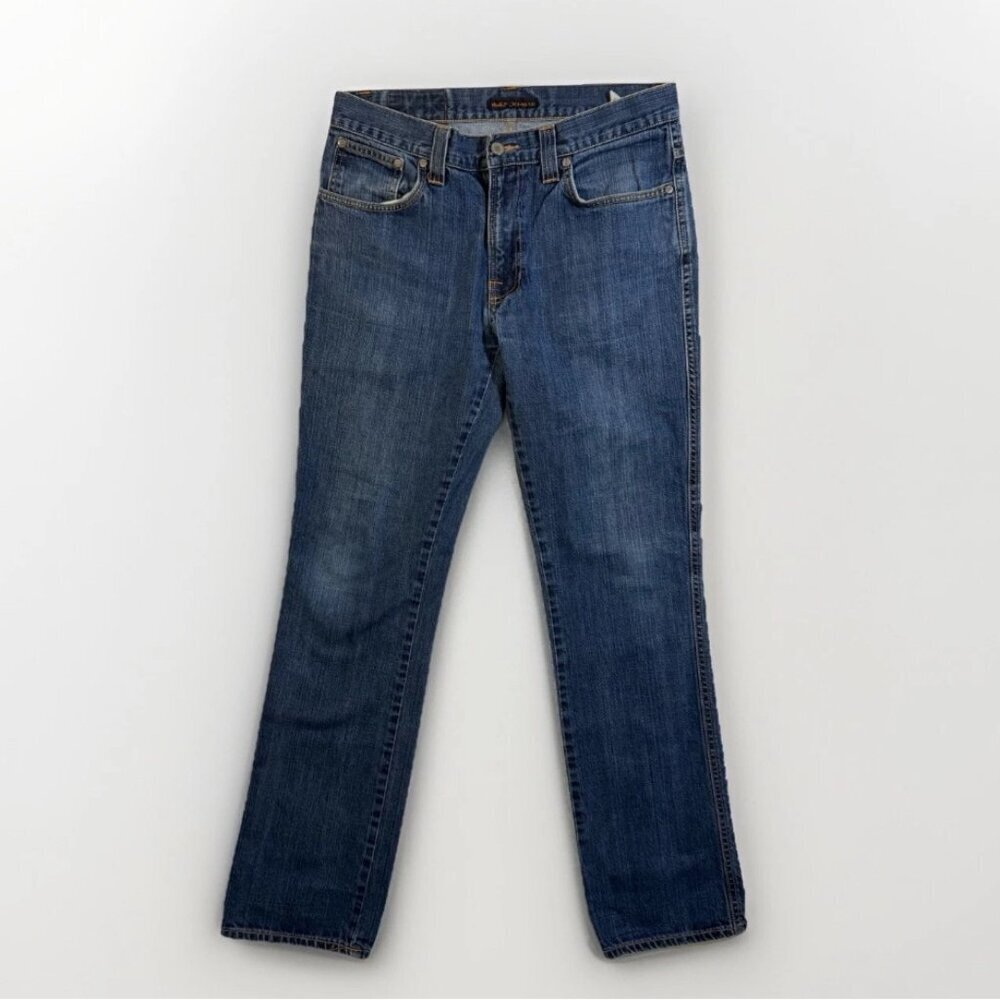 Nudie Jeans Low Slim Jim Dry Denim 33x32 (Tag 34x34) Organic Cotton Straight Leg